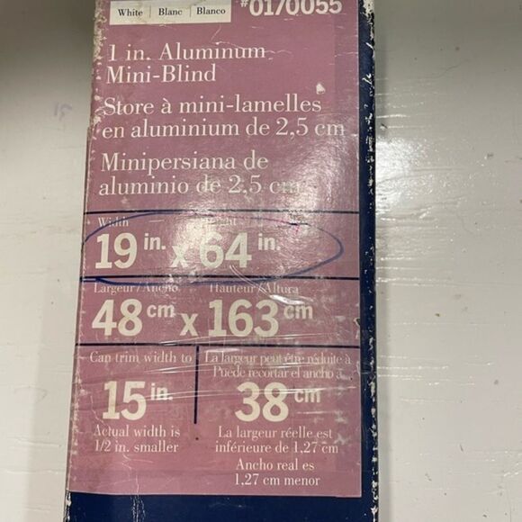 New in box. Levalour 19” x 64” x 1” wide white mini blinds - Picture 2 of 2